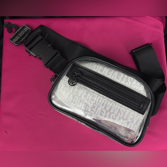 Steve Madden Clear&Black FannyPack/Crossbody Event Bag Max. 48”Circumference NWT - Picture 1 of 5
